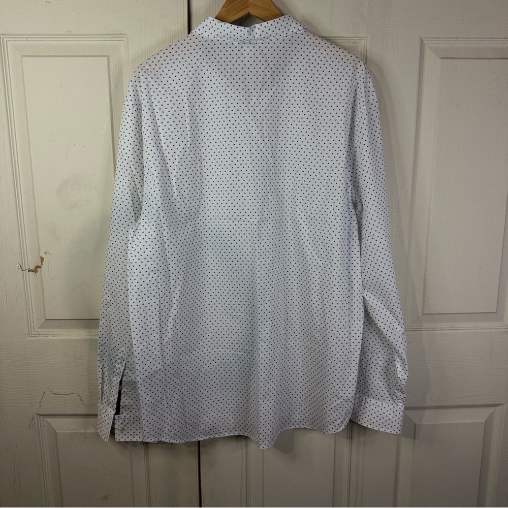 Calvin Klein Men’s Dress Shirt XXL White Blue Mini Geo Print Long Sleeve - Picture 12 of 12
